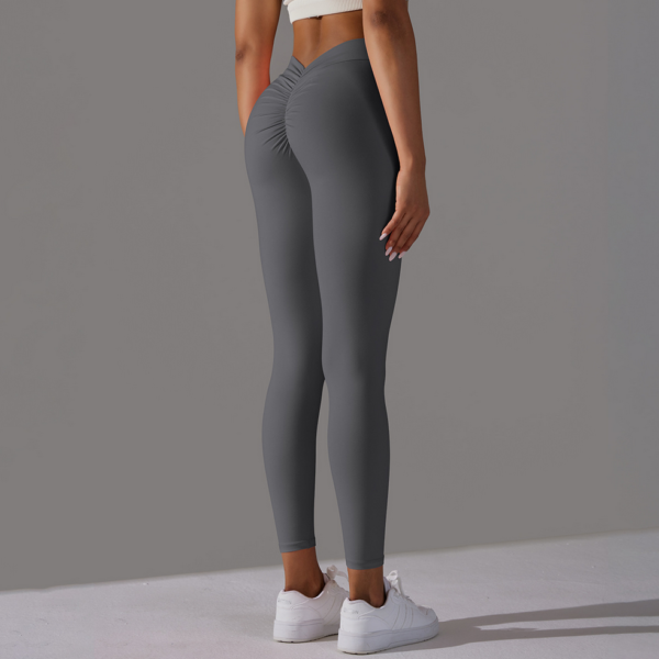 YYBD-0034,Europe solid color peach butt yoga sports running fitness tight women pants - Image 3