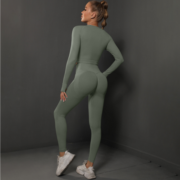 YYBD-0035,Spot Europe seamless peach tight lift hip yoga women sports running fitness suit - Image 8