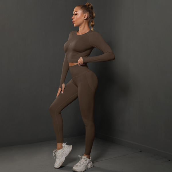 YYBD-0035,Spot Europe seamless peach tight lift hip yoga women sports running fitness suit - Image 6