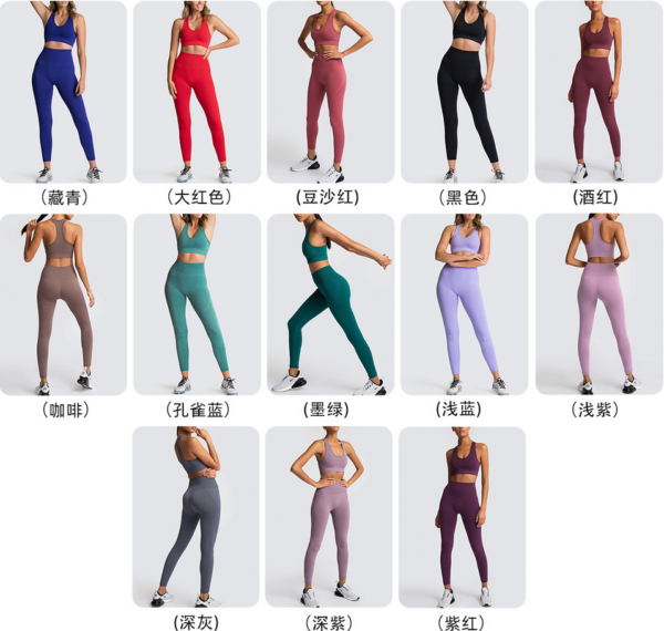 YYBD-0036,selling Europe seamless knit hip yoga women sports fitness suit vest suit - Image 2