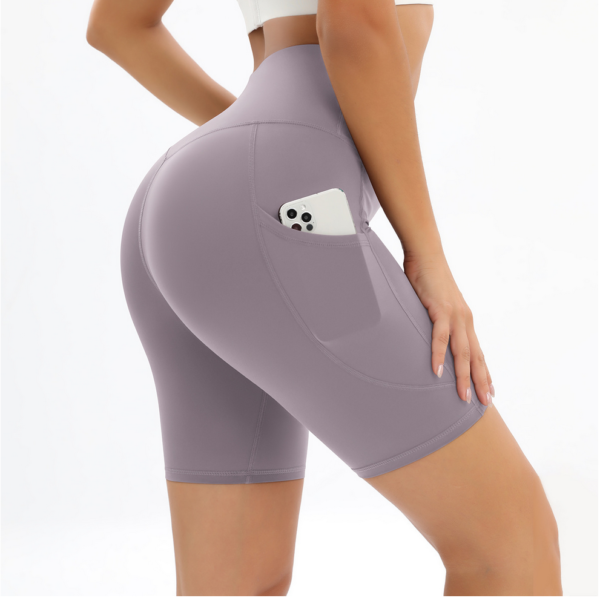 YYBD-0039,wholesale pocket high waist hip lift tight yoga leggings running fitness shorts - Image 3