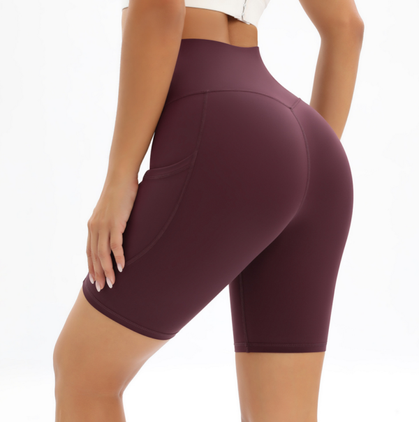 YYBD-0039,wholesale pocket high waist hip lift tight yoga leggings running fitness shorts - Image 9