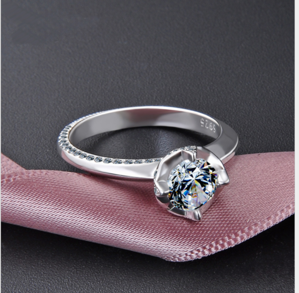 GYJS-0004,manufacturers direct Korean style inlay zircon female 925 sterling silver ring - Image 4