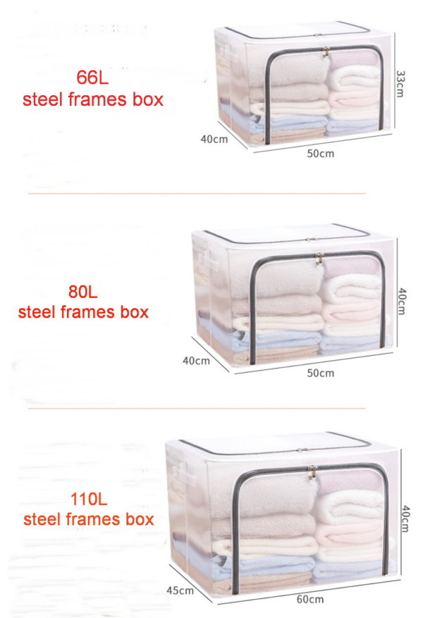 ZZCD-0004,factory hot selling oxford cloth  folding  steel frame  large capacity clothing quilts storage  box - Image 4