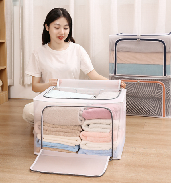 ZZCD-0004,factory hot selling oxford cloth  folding  steel frame  large capacity clothing quilts storage  box