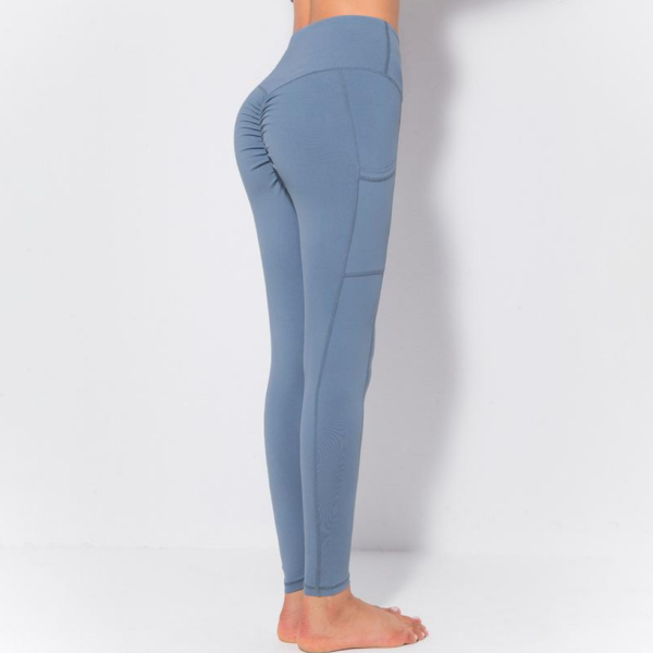 YYBD-0040,wholesale yoga high waist naked tight pocket sports women buttock fitness pants - Image 2