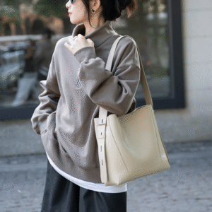 GTNB-0045,factory hot sale fashion female genuine leather bucket large capacity  crossbody single shoulder handbag