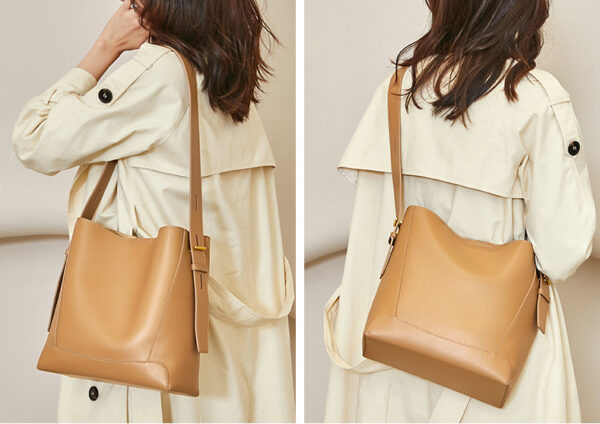 GTNB-0008, manufacturer fashion  genuine leather  crossbody  fashionable  bucket single shoulder bag - Image 4