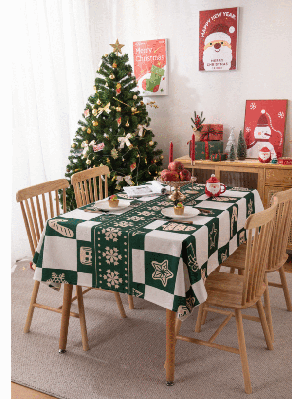 YJCZ-0002,yiwu factory selling polyester printed christmas reindeer waterproof dining tablecloth - Image 8