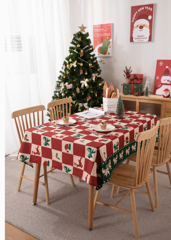 YJCZ-0002,yiwu factory selling polyester printed christmas reindeer waterproof dining tablecloth - Image 7