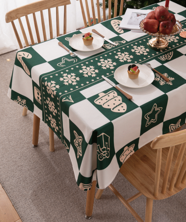 YJCZ-0002,yiwu factory selling polyester printed christmas reindeer waterproof dining tablecloth - Image 3