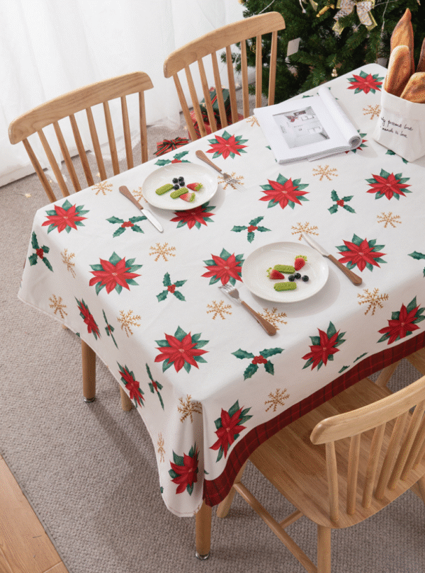 YJCZ-0002,yiwu factory selling polyester printed christmas reindeer waterproof dining tablecloth - Image 2