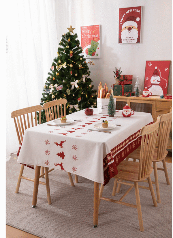YJCZ-0002,yiwu factory selling polyester printed christmas reindeer waterproof dining tablecloth