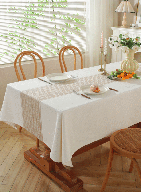 YJCZ-0003,yiwu factory selling  polyester jacquard  retro diamond geometric rectangular tablecloth - Image 2