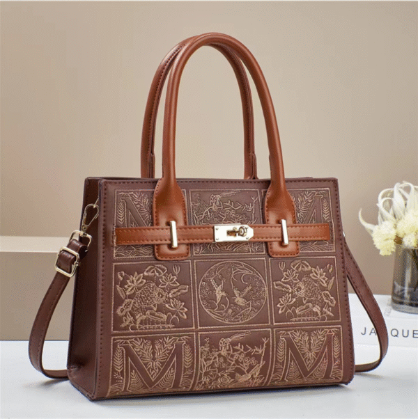 TRJB-0009,factory lock buckle checkered embroidery women fashionable single shoulder  crossbody bag - Image 7