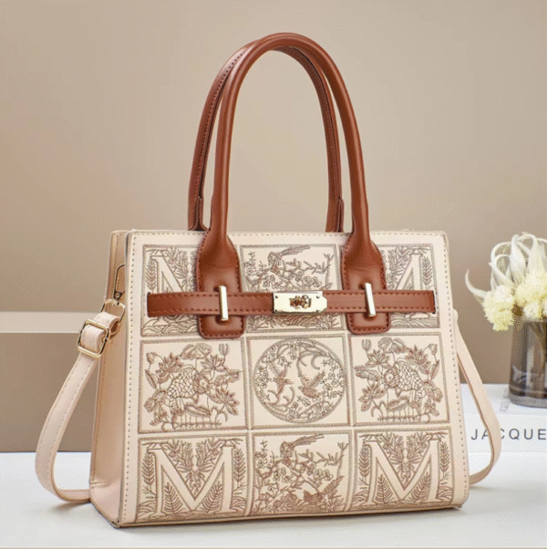 TRJB-0009,factory lock buckle checkered embroidery women fashionable single shoulder  crossbody bag - Image 6