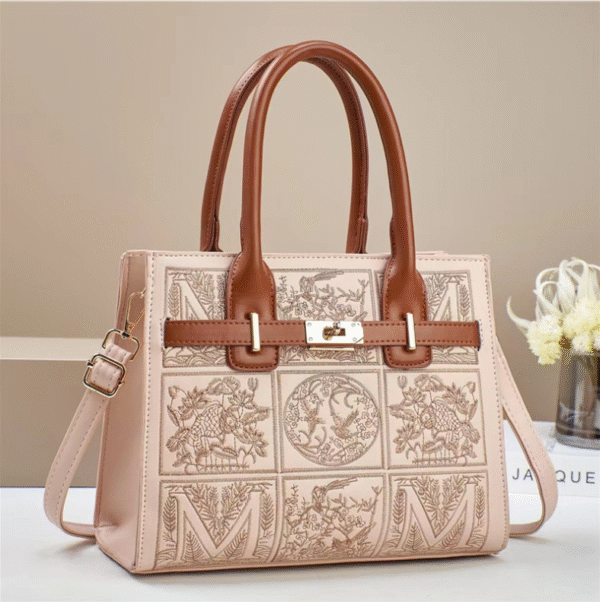 TRJB-0009,factory lock buckle checkered embroidery women fashionable single shoulder  crossbody bag - Image 5