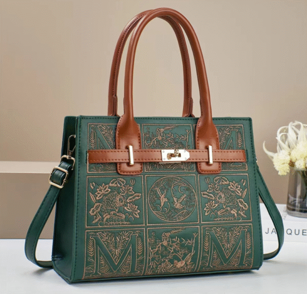 TRJB-0009,factory lock buckle checkered embroidery women fashionable single shoulder  crossbody bag - Image 4