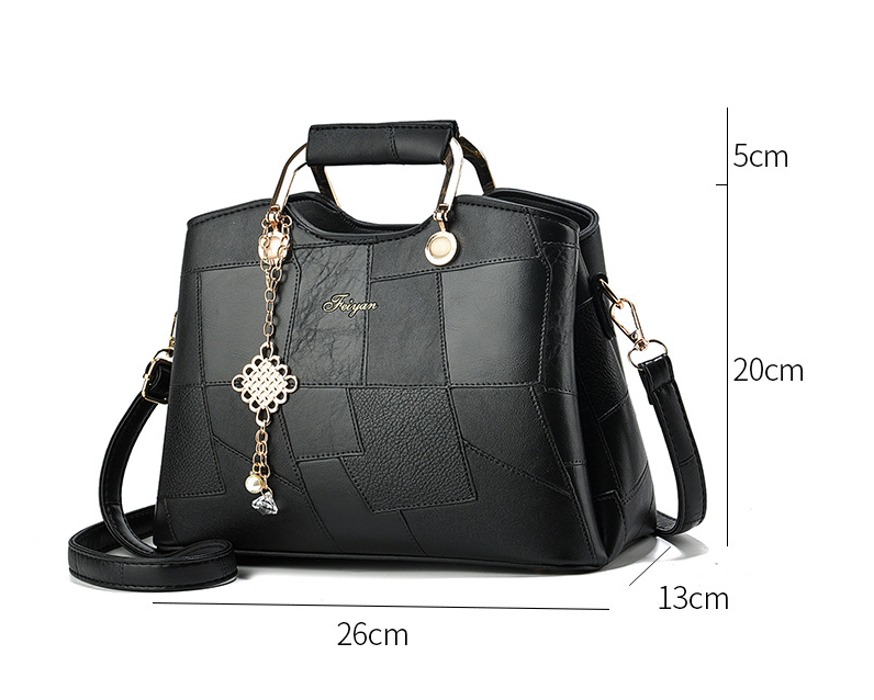 TRJB-0053,wholesale factory pu trendy patchwork pendant ladies single shoulder crossbody bag - Image 4