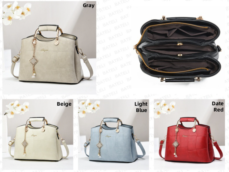 TRJB-0053,wholesale factory pu trendy patchwork pendant ladies single shoulder crossbody bag - Image 3