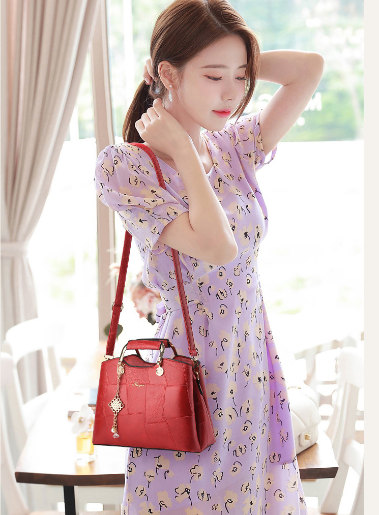 TRJB-0053,wholesale factory pu trendy patchwork pendant ladies single shoulder crossbody bag