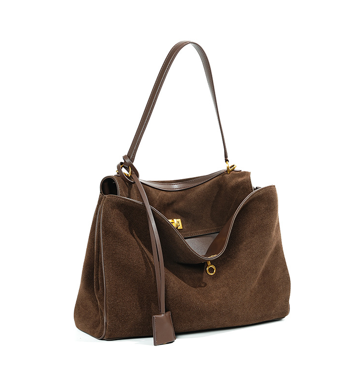 SLFB-0001,wholesale factory chamois genuine leather large capacity single shoulder crossbody female bag - Image 5
