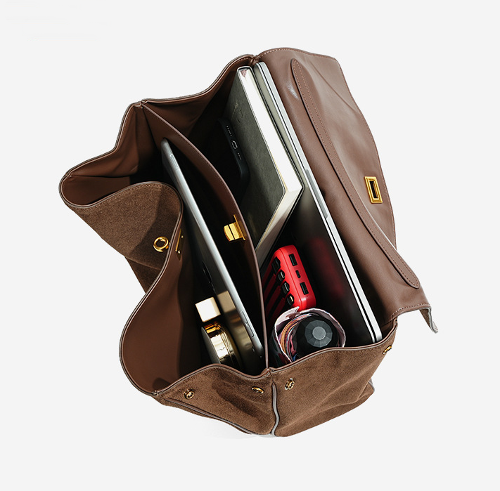 SLFB-0001,wholesale factory chamois genuine leather large capacity single shoulder crossbody female bag - Image 4