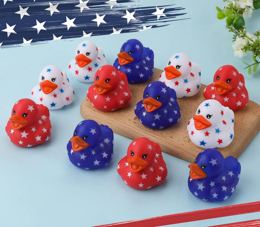 YZYW-0004,factory wholesale vinyl squeaking sounds children bathroom independence day yellow little duck toys - Image 3
