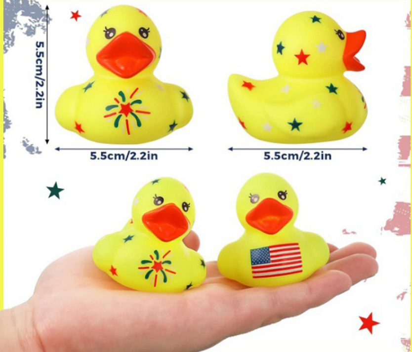 YZYW-0004,factory wholesale vinyl squeaking sounds children bathroom independence day yellow little duck toys - Image 4