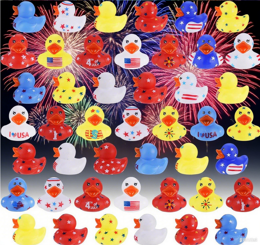 YZYW-0004,factory wholesale vinyl squeaking sounds children bathroom independence day yellow little duck toys - Image 6
