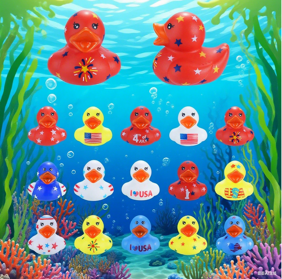 YZYW-0004,factory wholesale vinyl squeaking sounds children bathroom independence day yellow little duck toys - Image 7