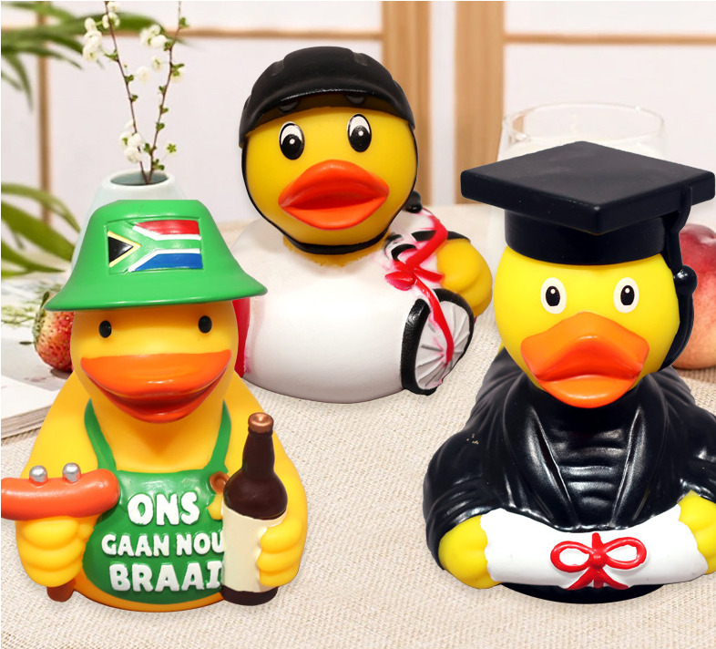 JJDW-0010, factory wholesale vinyl children creative rubber bath water play mini gift floating party duck toys - Image 4