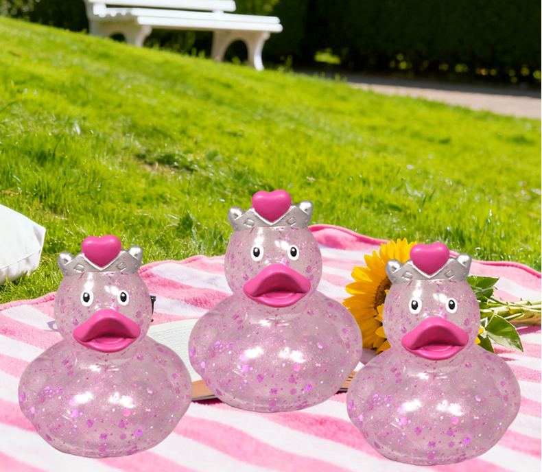 JJDW-0003,factory vinyl wholesale bathroom bathing children squeeze sound sequined little duck toys - Image 5