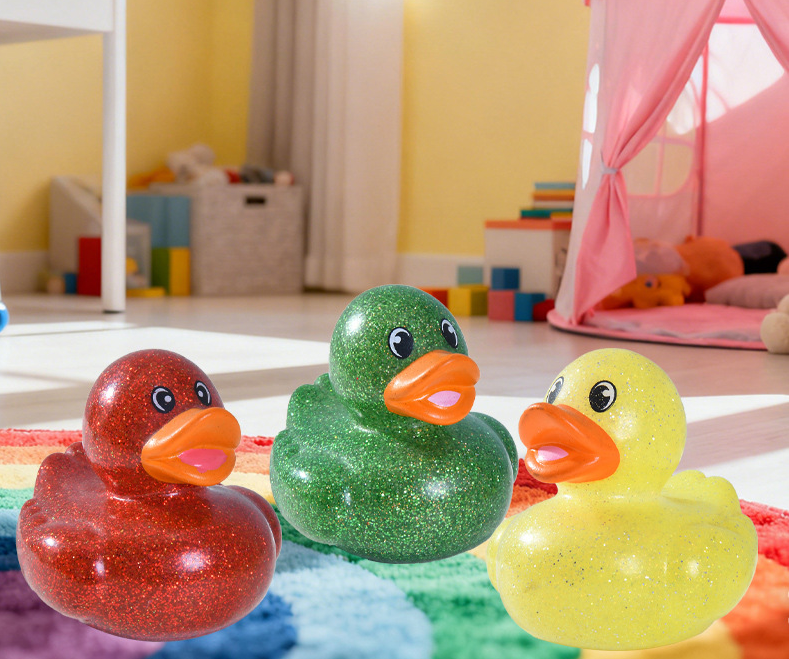JJDW-0004,factory vinyl wholesale shining pinching calling children bath gift small duck toys - Image 4