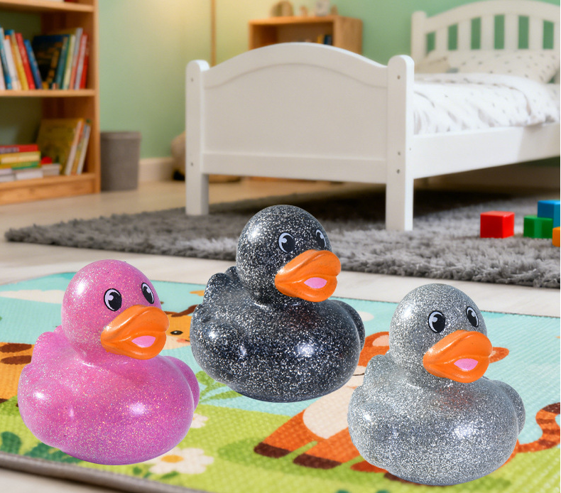 JJDW-0004,factory vinyl wholesale shining pinching calling children bath gift small duck toys - Image 5