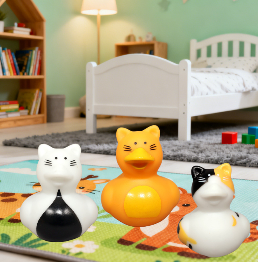 JJDW-0021, factory direct supply vinyl cute little cat playing water children bath rubber toys - Image 3