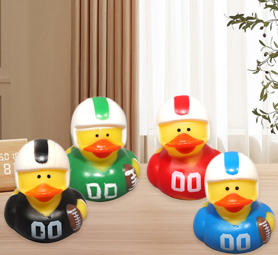 JJDW-0022, factory direct supply vinyl sports rugby children play water bath squeeze duck toys - Image 3