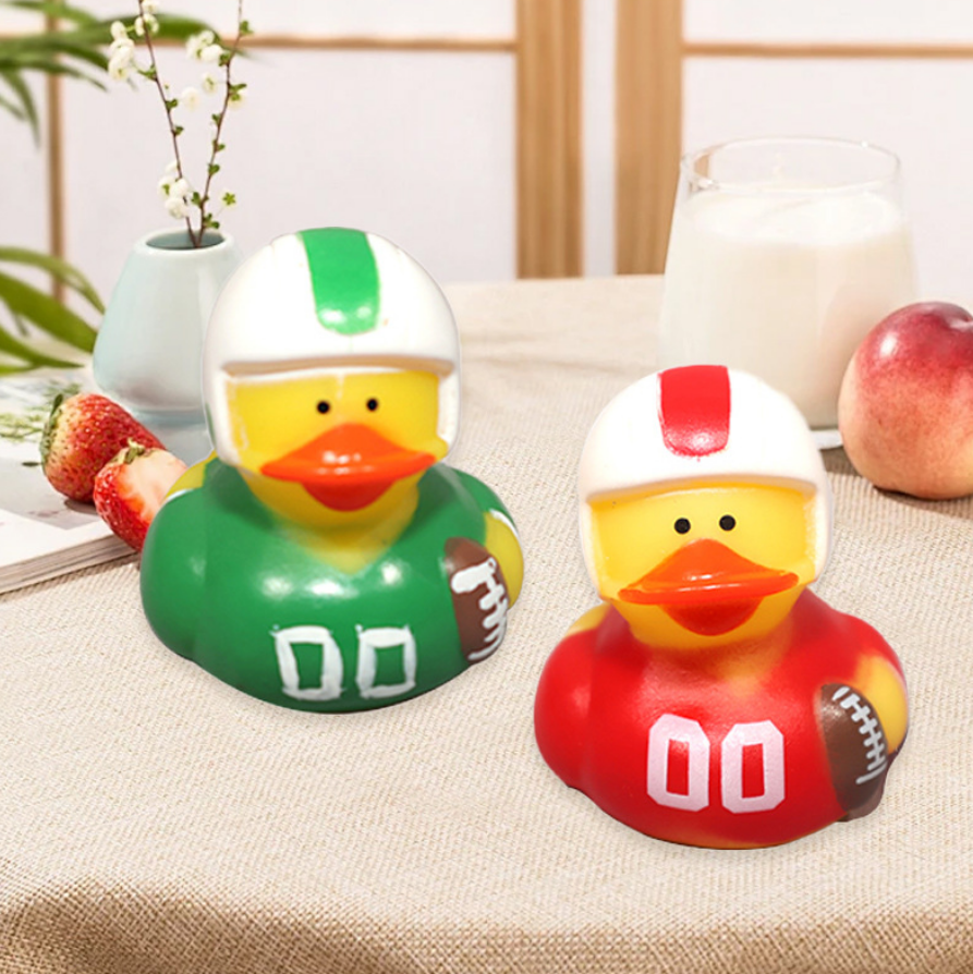 JJDW-0022, factory direct supply vinyl sports rugby children play water bath squeeze duck toys - Image 4