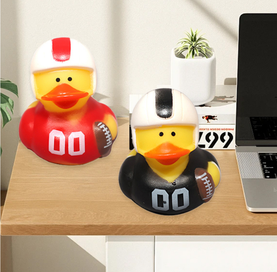 JJDW-0022, factory direct supply vinyl sports rugby children play water bath squeeze duck toys - Image 6