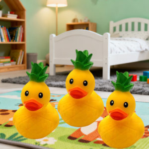 JJDW-0035, manufacturers wholesale  vinyl pineapple rubber squeeze toy floating  mini duck toys