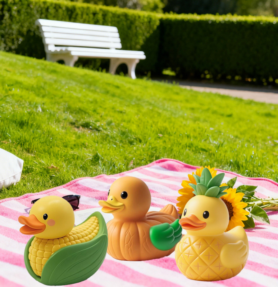JJDW-0041, manufacturers wholesale vinyl fun fruit vegetable shape squeezable duck children water swimming bath toys - Image 5